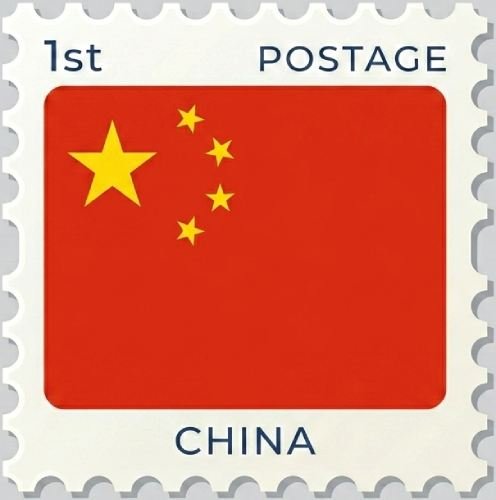 Estampilla de la bandera de China