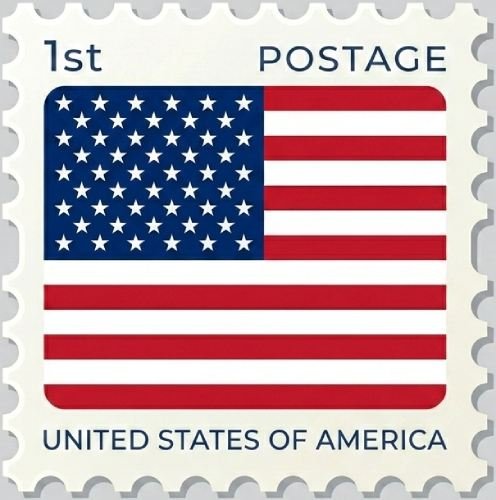Estampilla con la bandera de EEUU